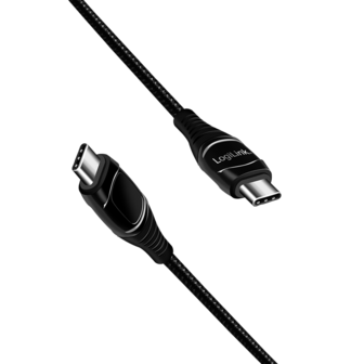 USB 2.0 C  USB-C 1.00m LogiLink Zwart, OLED display