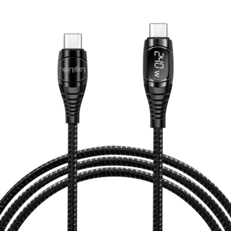 USB 2.0 C  USB-C 1.00m LogiLink Zwart, OLED display