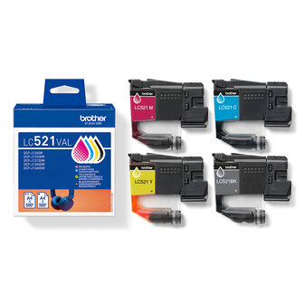 Brother LC-521VAL Value Pack 4x 500 pagina&acute;s (Origineel)
