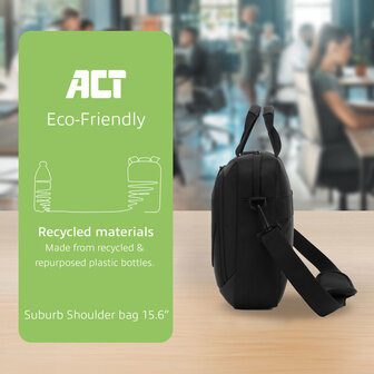 ACT AC8570 Suburb schoudertas voor laptops tot 15,6", gemaakt van gerecyclede plastic flessen