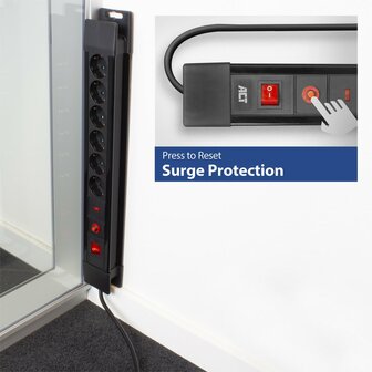 ACT AC2450 | Stekkerdoos met Overspanningsbeveiliging | 6 Stopcontacten | 1,5 m | Zwart