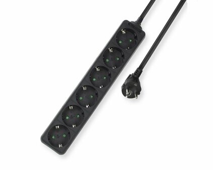 ACT AC2460 | Stekkerdoos | 6 Stopcontacten | 3 m | Binnen | Zwart