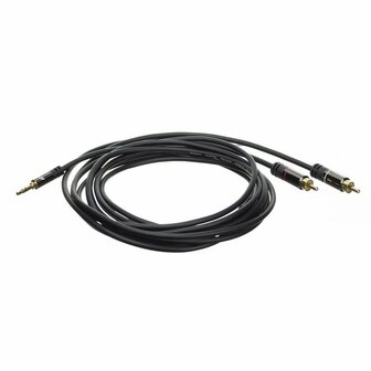 ACT AC3605 | 3.5mm naar 2x RCA Audiokabel | 1,5 Meter | Stereo | Zwart