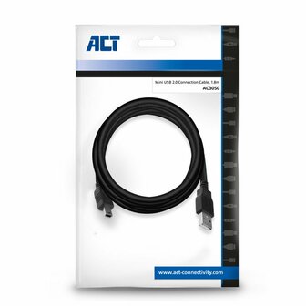ACT AC3050 | USB 2.0 Kabel | USB-A naar Mini-USB-B | 1.8m | Zwart