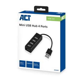 ACT AC6205 | USB 2.0 Interface Hub | 480 Mbps | Zwart
