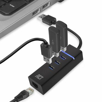 ACT AC6310 | USB 3.2 Gen 1 Interface Hub | Type-A | 5 Gbps | Zwart