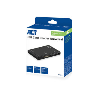 ACT AC6370 | USB 3.2 Gen1 Geheugenkaartlezer | Type-A | Zwart