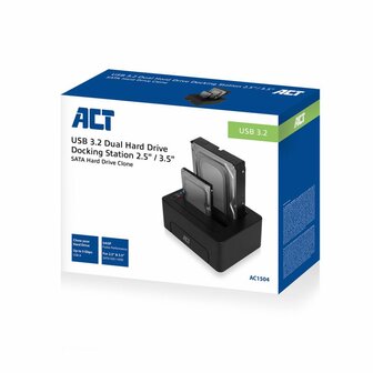 ACT AC1504 | Dual SATA Docking Station | 2,5" &amp; 3,5" HDD/SSD | USB 3.2 Gen1 (5 Gbps)