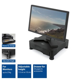 AC8200 Monitorstandaard met een lade, in hoogte verstelbaar