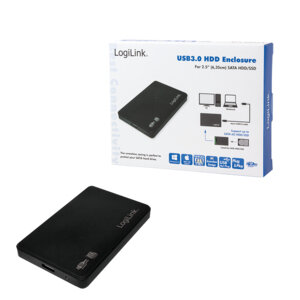 2.5" Logilink Enclosure USB3.0 / SATA /Zwart/Schroefloos