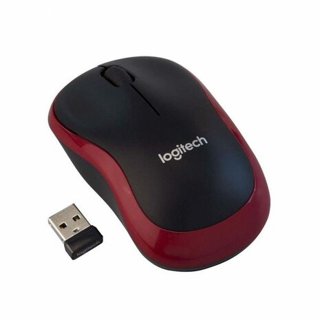 Logitech M185 Optical USB Rood-Zwart Retail Wireless