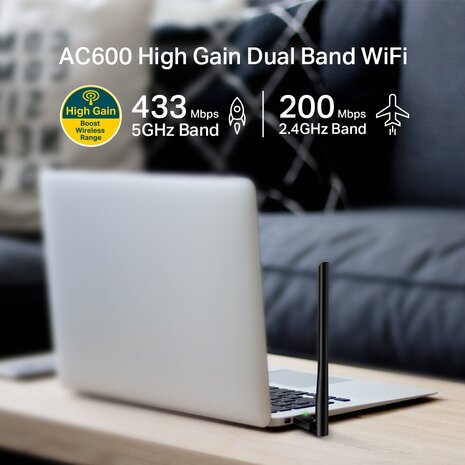 600Mbps WIFI5 - TP-Link Archer T2U Plus met Antenne