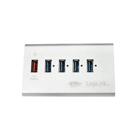 LogiLink 5 Port Hub, USB 3.0 actief (aluminium)