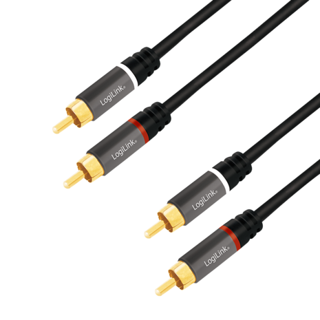 Audio 2x cinch 1.50m Premium 28AWG,goud,Logilink