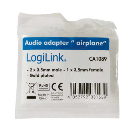 Adapter vliegtuig jack 1x  1x 3,5 mini jack LogiLink