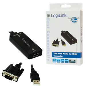 Adapter VGA en USB (M) --> HDMI (F) LogiLink