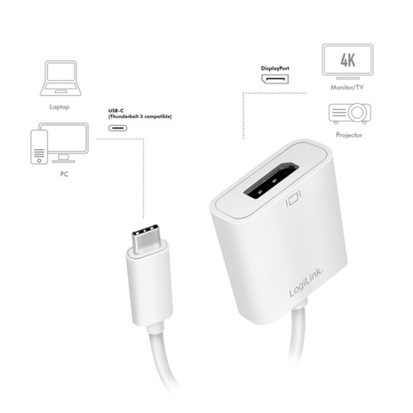 Adapter USB-C (M) --> DisplayPort (F) Logilink