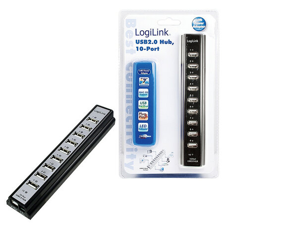 LogiLink 10 Port, USB-A 2.0 actief