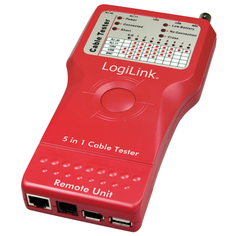 LogiLink Kabeltester RJ45/11/BNC/USB/IEEE1394