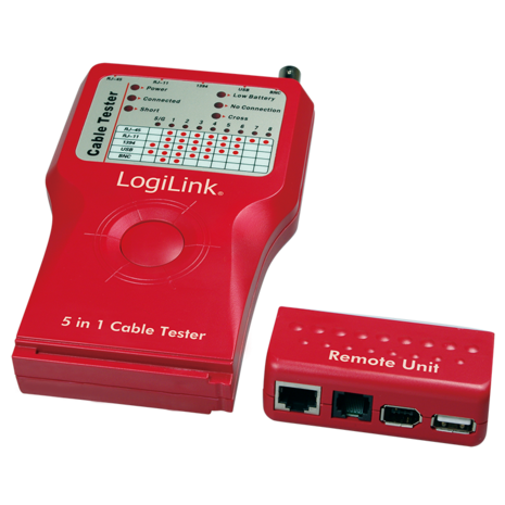 LogiLink Kabeltester RJ45/11/BNC/USB/IEEE1394