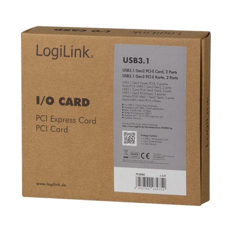 PCIExpress card USB3.1 (2xe) LogiLink