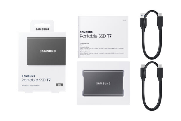 2TB Samsung T7 NVMe/Zwart/USB-C/1050/1000