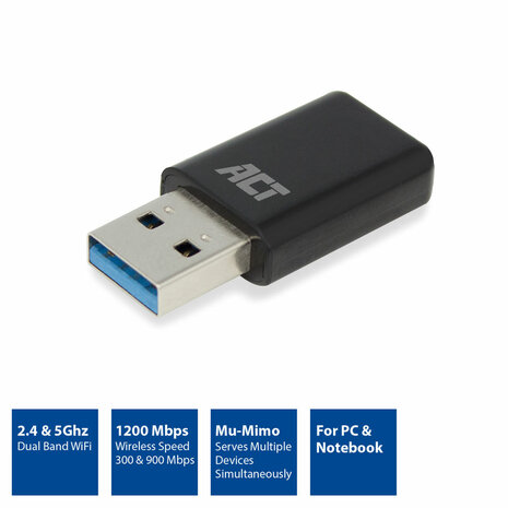AC4470 Mini Dual Band AC1200 USB 3.2 Gen1 Netwerkadapter