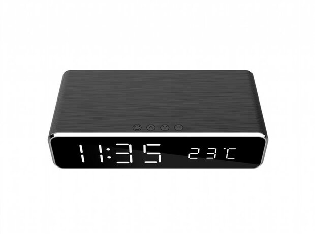DAC-WPC-01 Digitale wekker met draadloze laadfunctie voor smartphone zwart
