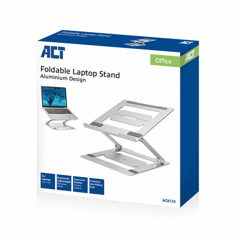 AC8135 Laptopstandaard aluminium opvouwbaar - traploos in hoogte verstelbaar