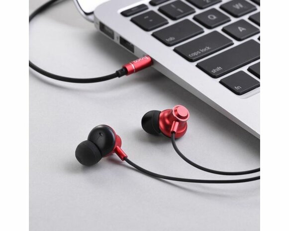 Hoco Magic Sound red wired earphones with microphone