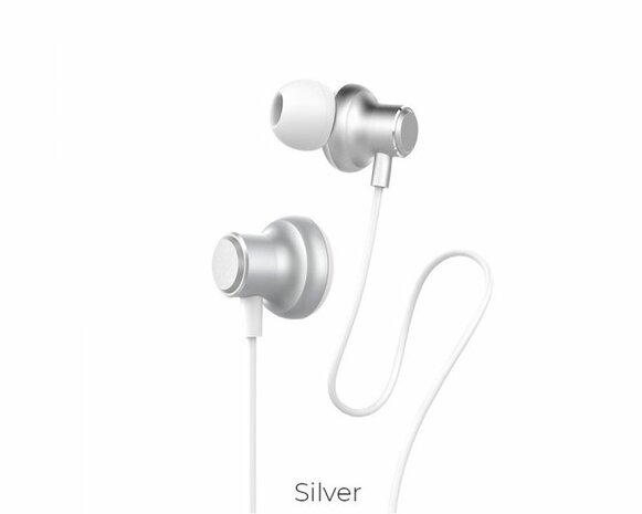 Hoco Magic Sound silver wired earphones with microphone