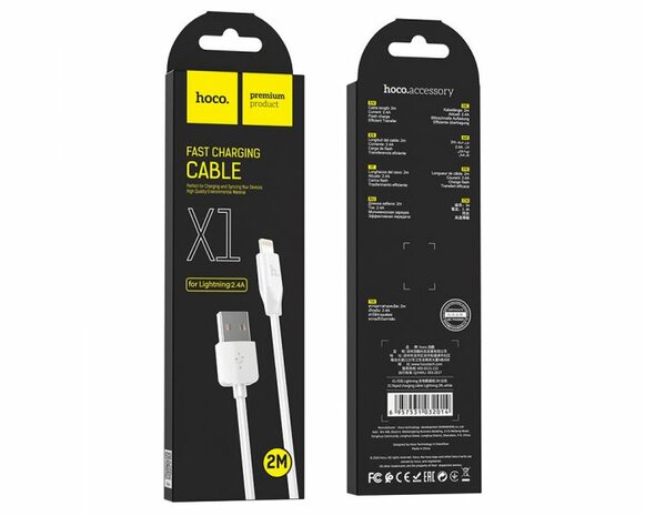 Hoco Charge&Synch Lightning Cable White (2 meter)
