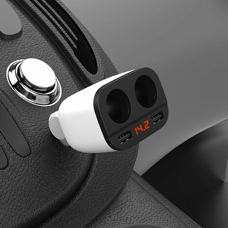 Hoco Dual Car Charger + 2 USB slots 3.1A