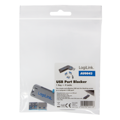 LogiLink USB-poortslot 4 stuks incl.1 sleutel