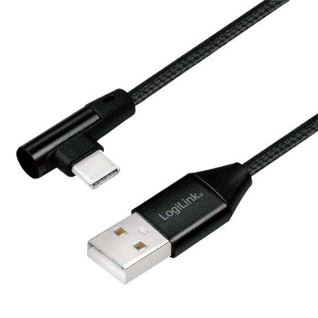 USB 2.0 C(90°)  USB-A 1.00m LogiLink Zwart