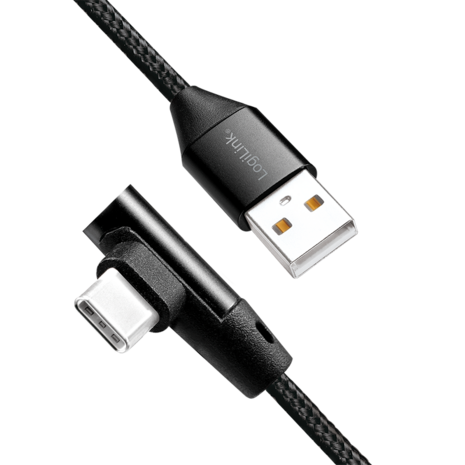 USB 2.0 C(90°)  USB-A 1.00m LogiLink Zwart