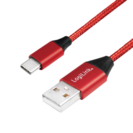 USB 2.0 C  USB-A 0.30m LogiLink Rood