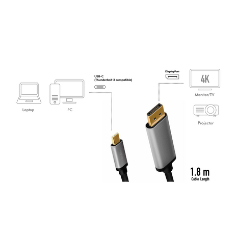 USB 3.2 Gen1 C --> DP 1.80m LogiLink 4K