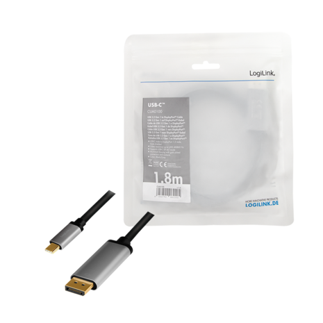 USB 3.2 Gen1 C --> DP 1.80m LogiLink 4K