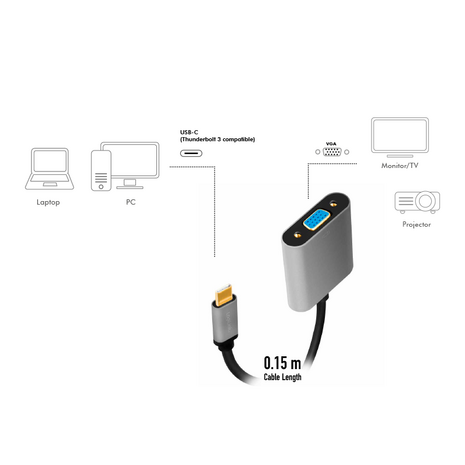 USB 3.2 Gen1 C --> VGA(F) 0.15m LogiLink 1080p