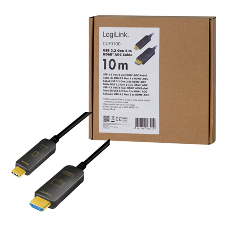 USB 3.2 Gen2 C --> HDMI 10.00m LogiLink 4K Zwart