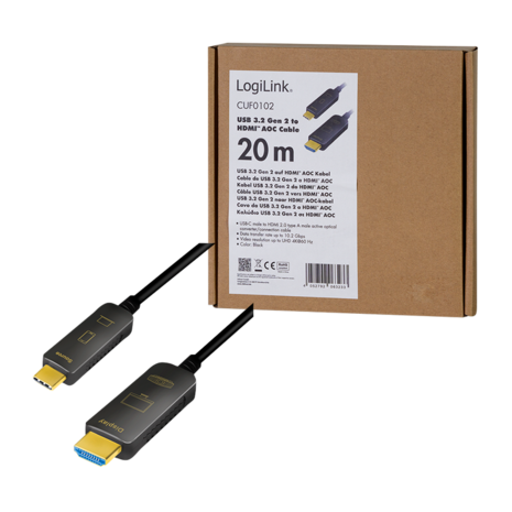 USB 3.2 Gen2 C --> HDMI 20.00m LogiLink 4K Zwart