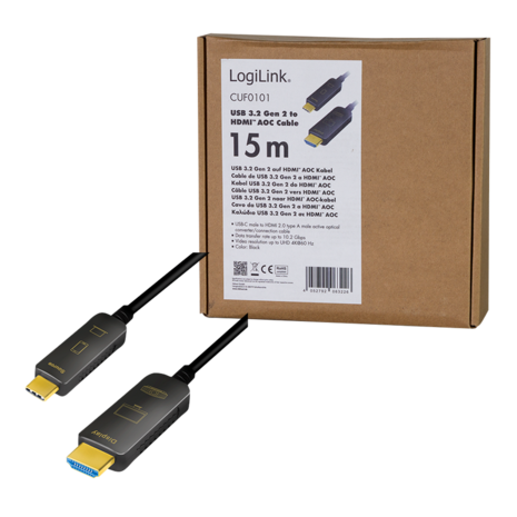 USB 3.2 Gen2 C --> HDMI 15.00m LogiLink 4K Zwart