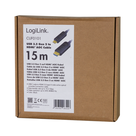 USB 3.2 Gen2 C --> HDMI 15.00m LogiLink 4K Zwart