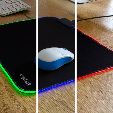 Mousepad LogiLink Zwart met RGB verlichting