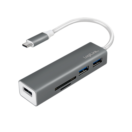 LogiLink 3 Port, USB-C --> USB-A 3.0 + cardreader