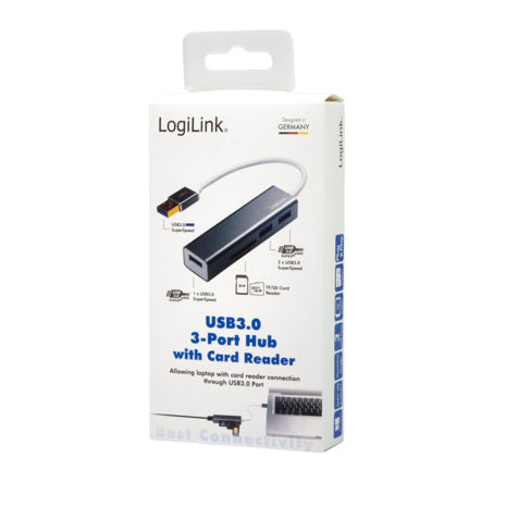 LogiLink 3 Port, USB-A --> USB-A 3.0 + cardreader