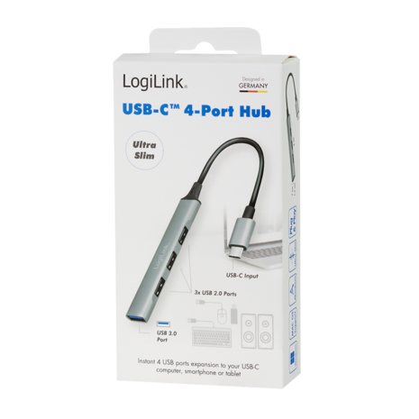 LogiLink 4 Port, USB-C --> 1xUSB-A 3.2 + 3xUSB-A 2.0