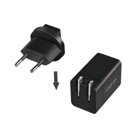 LogiLink Universele Reisadapter 1xUSB-C 30W+1xUSB-A 30W