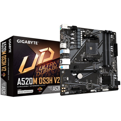 Gigabyte AM4 A520M DS3H V2 - DDR4/M.2/DP/HDMI/DVI/µATX